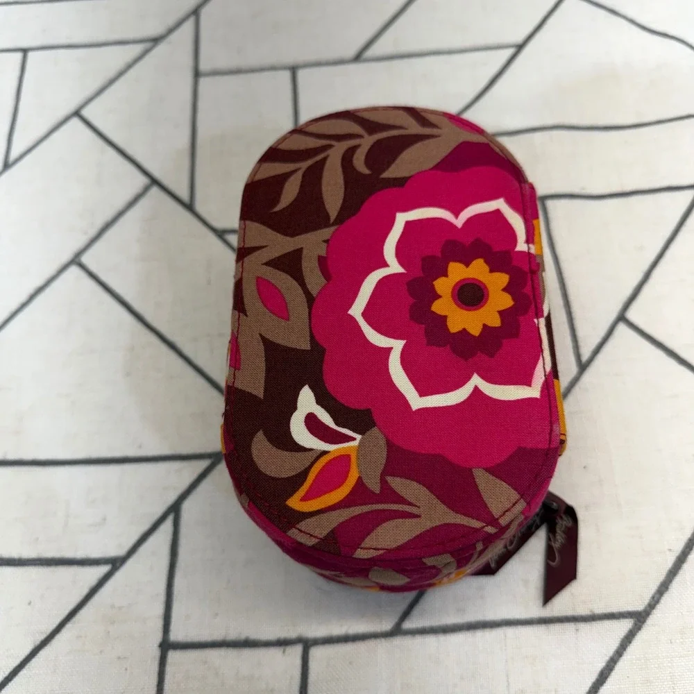 Vera Bradley Jewelry Organizer Small Plum Petals Floral Quilted Travel Case